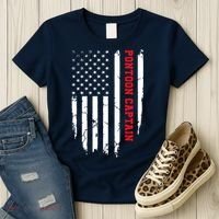 Pontoon Captain American Flag Pontooning Pontoon Boating Women's T-Shirt thumb 3