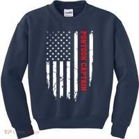 Pontoon Captain American Flag Pontooning Pontoon Boating Kids Sweatshirt thumb 0