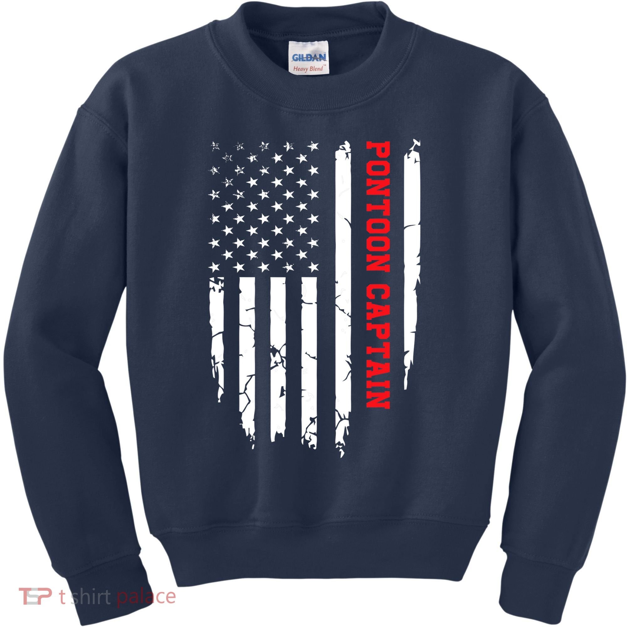 Pontoon Captain American Flag Pontooning Pontoon Boating Kids Sweatshirt