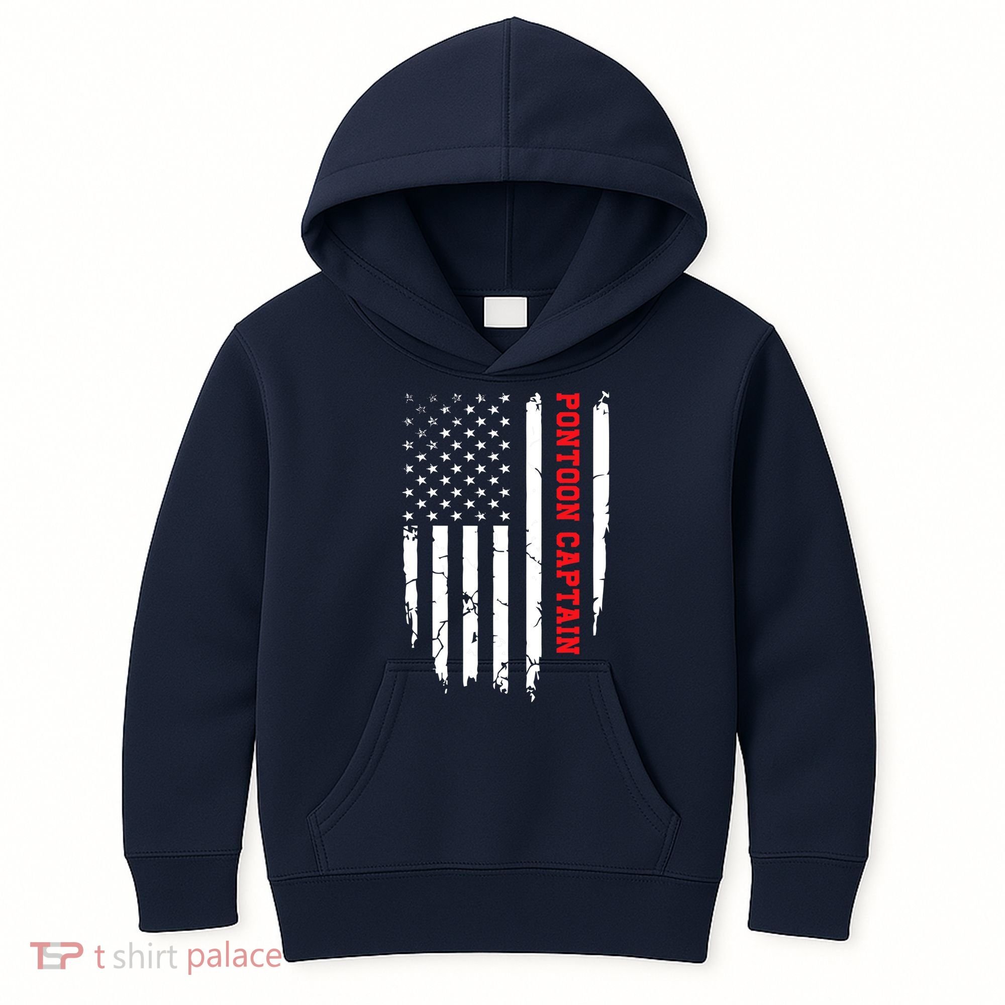 Pontoon Captain American Flag Pontooning Pontoon Boating Kids Hoodie