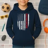 Pontoon Captain American Flag Pontooning Pontoon Boating Kids Hoodie thumb 2