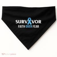 Prostate Cancer Awareness Survivor Gift Light Blue Ribbon USA-Made Doggie Bandana thumb 0