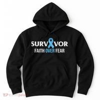 Prostate Cancer Awareness Survivor Gift Light Blue Ribbon Hoodie thumb 0
