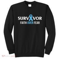 Prostate Cancer Awareness Survivor Gift Light Blue Ribbon Sweatshirt thumb 0