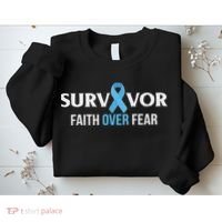 Prostate Cancer Awareness Survivor Gift Light Blue Ribbon Sweatshirt thumb 2