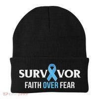 Prostate Cancer Awareness Survivor Gift Light Blue Ribbon Beanie thumb 0