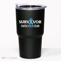 Prostate Cancer Awareness Survivor Gift Light Blue Ribbon Tumbler thumb 0