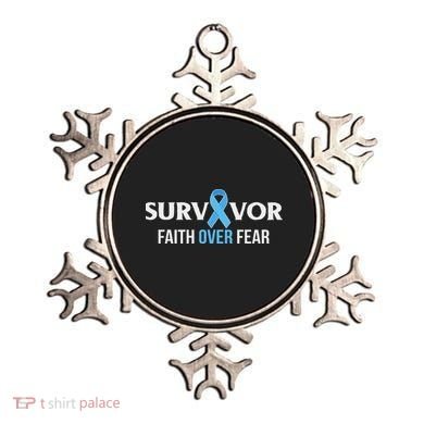 Prostate Cancer Awareness Survivor Gift Light Blue Ribbon Ornament