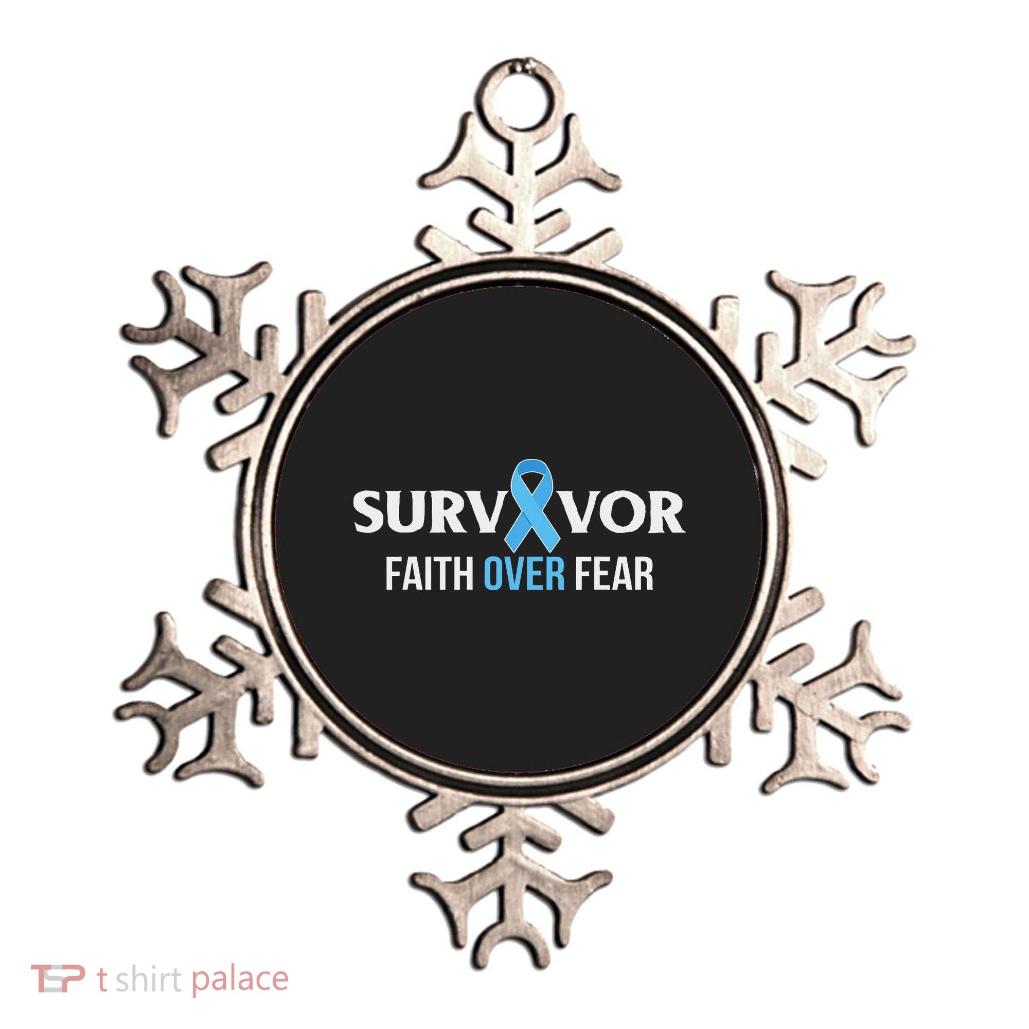 Prostate Cancer Awareness Survivor Gift Light Blue Ribbon Ornament