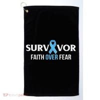 Prostate Cancer Awareness Survivor Gift Light Blue Ribbon Golf Towel thumb 0