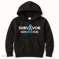 Prostate Cancer Awareness Survivor Gift Light Blue Ribbon Kids Hoodie thumb 0