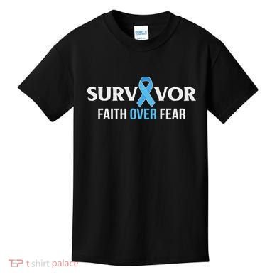 Prostate Cancer Awareness Survivor Gift Light Blue Ribbon Kids T-Shirt