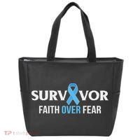 Prostate Cancer Awareness Survivor Gift Light Blue Ribbon Tote Bag thumb 0