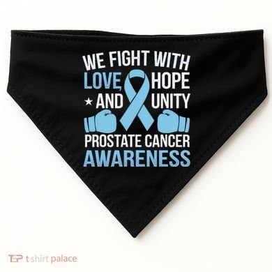 Prostate Cancer Awareness Love Hope Unity Light Blue Ribbon USA-Made Doggie Bandana