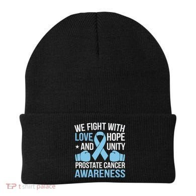 Prostate Cancer Awareness Love Hope Unity Light Blue Ribbon Beanie