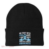 Prostate Cancer Awareness Love Hope Unity Light Blue Ribbon Beanie thumb 0