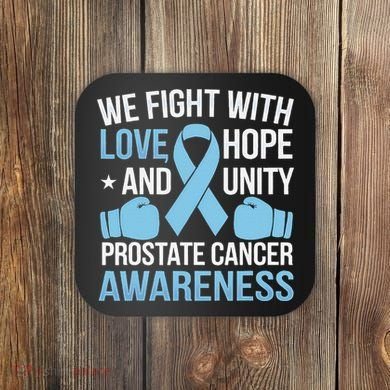 Prostate Cancer Awareness Love Hope Unity Light Blue Ribbon Coaster