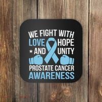 Prostate Cancer Awareness Love Hope Unity Light Blue Ribbon Coaster thumb 0