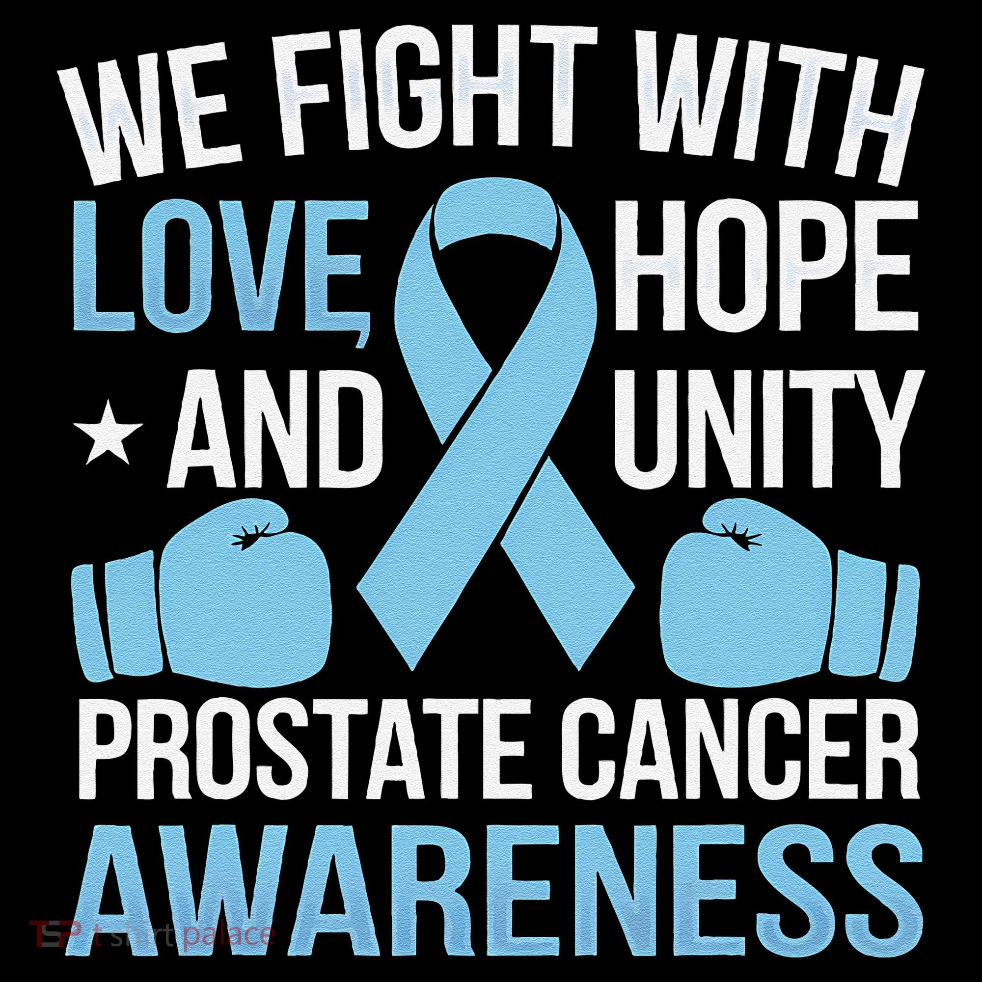 Prostate Cancer Awareness Love Hope Unity Light Blue Ribbon Women's Hoodie