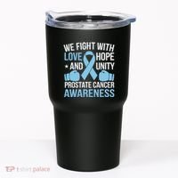 Prostate Cancer Awareness Love Hope Unity Light Blue Ribbon Tumbler thumb 0