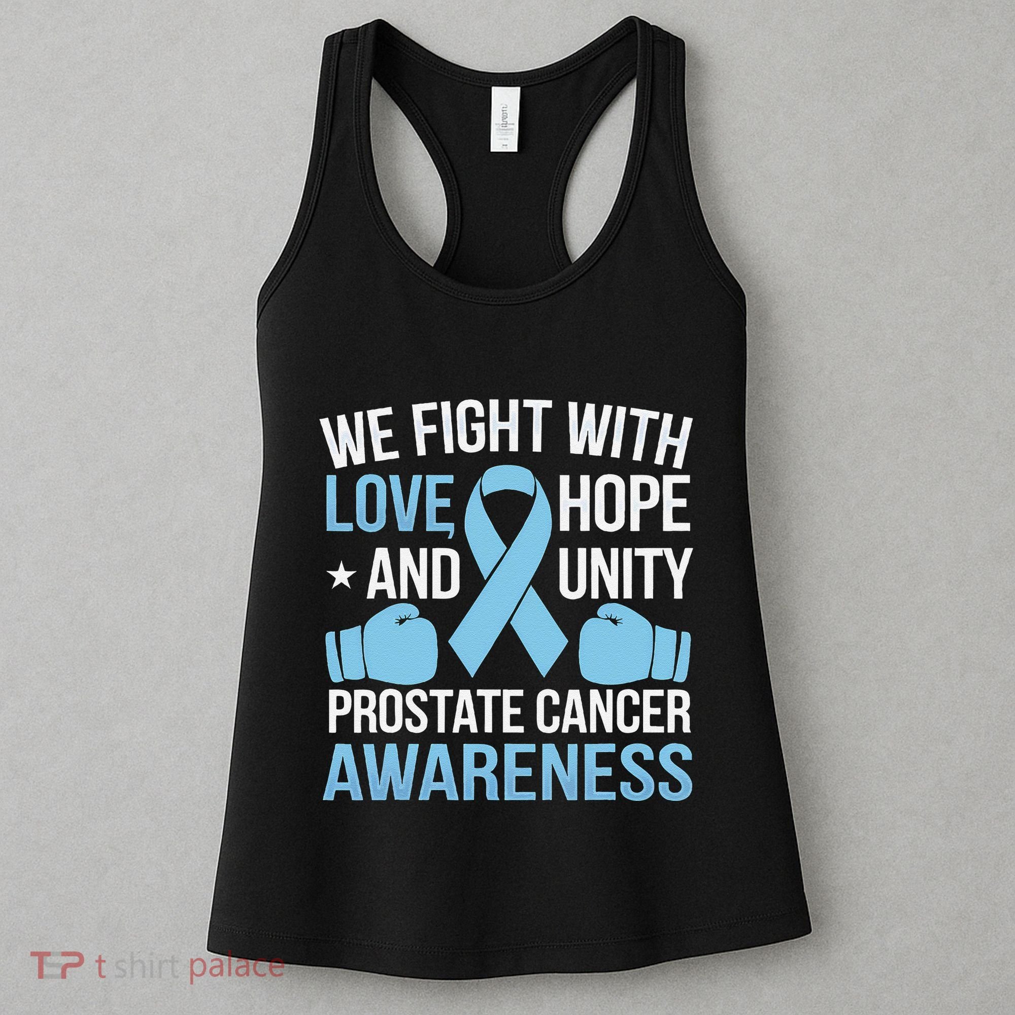 Prostate Cancer Awareness Love Hope Unity Light Blue Ribbon Women's Tank Top