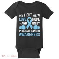 Prostate Cancer Awareness Love Hope Unity Light Blue Ribbon Baby Bodysuit thumb 0