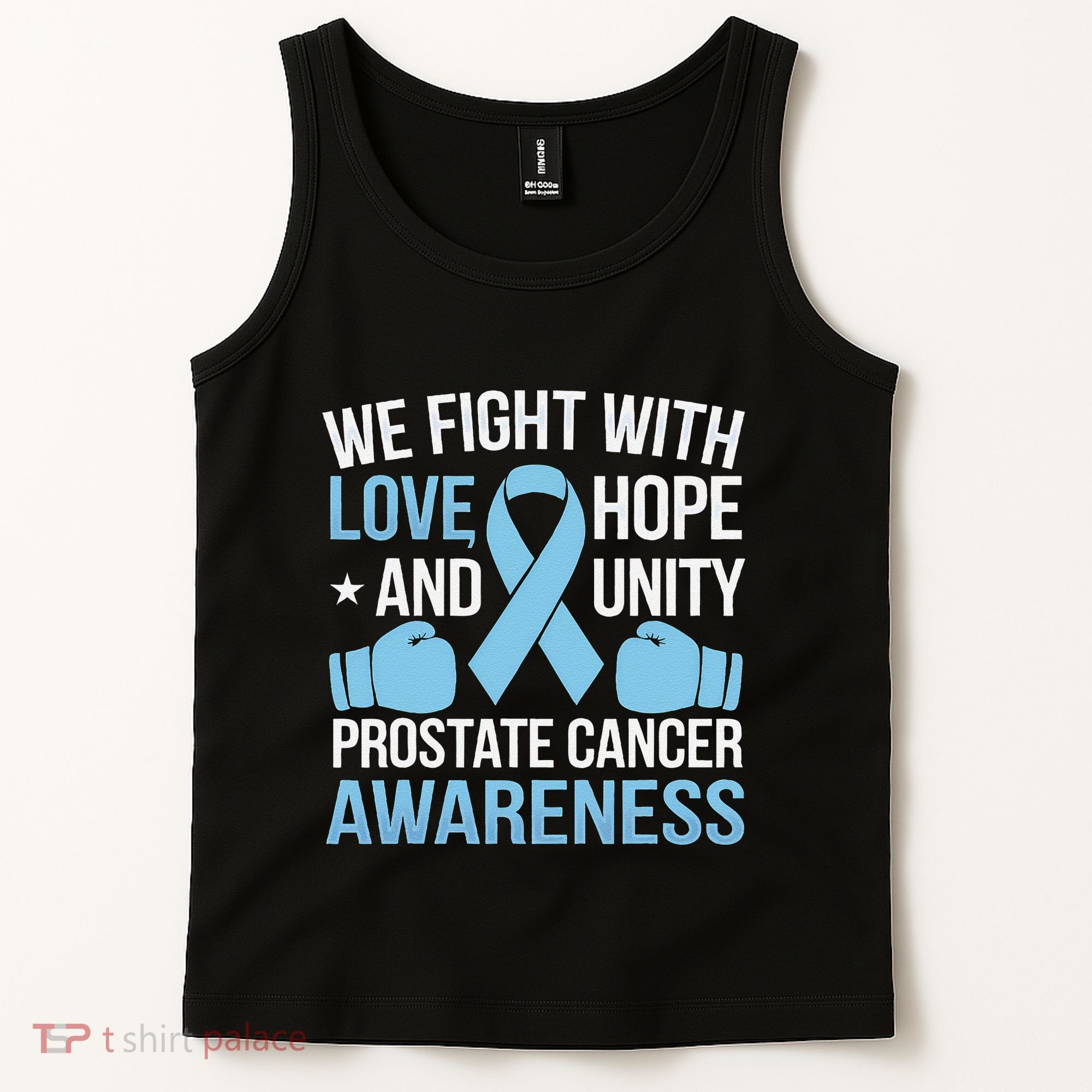 Prostate Cancer Awareness Love Hope Unity Light Blue Ribbon Tank Top