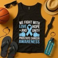 Prostate Cancer Awareness Love Hope Unity Light Blue Ribbon Tank Top thumb 4