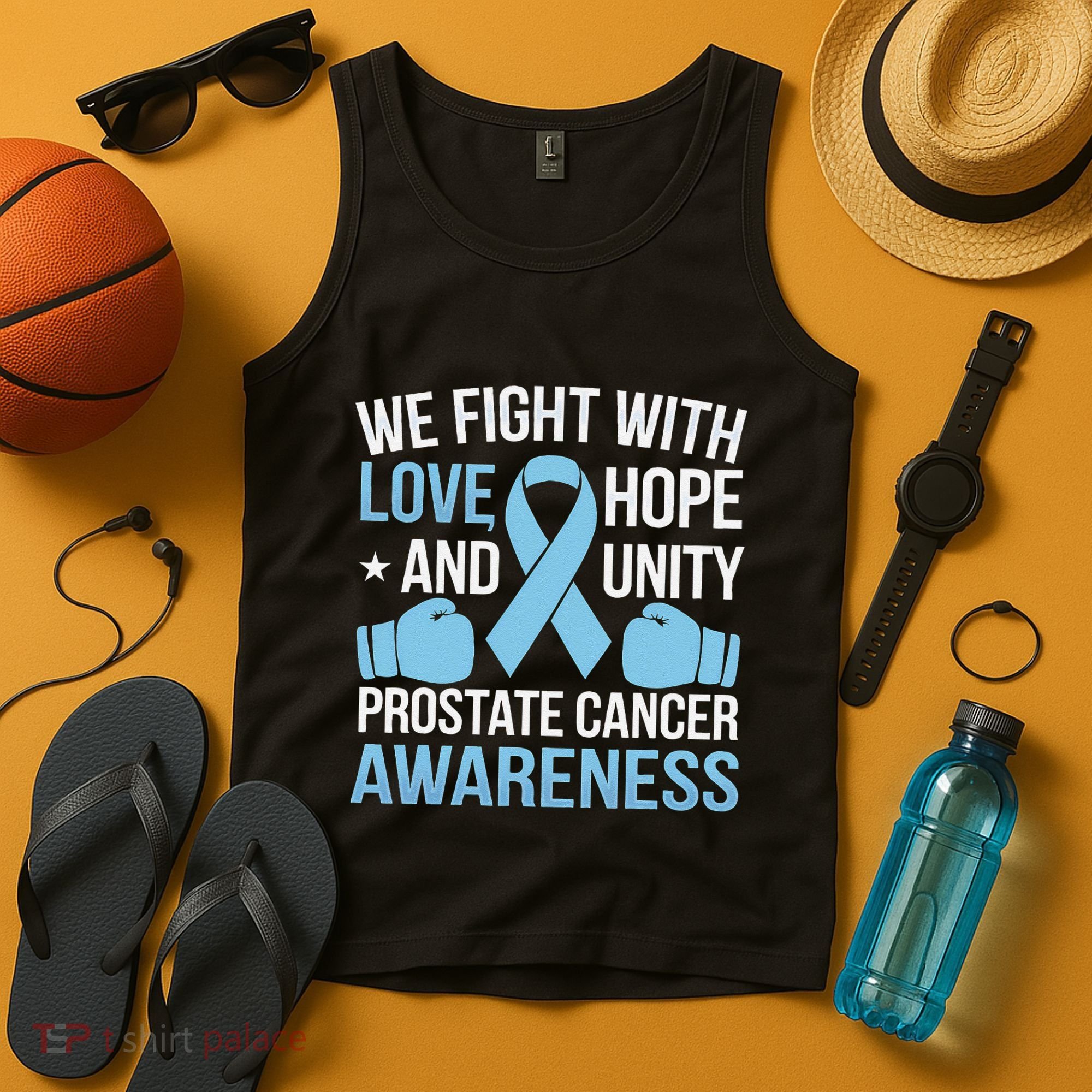 Prostate Cancer Awareness Love Hope Unity Light Blue Ribbon Tank Top