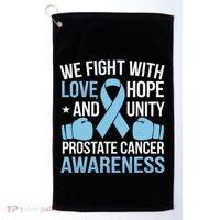 Prostate Cancer Awareness Love Hope Unity Light Blue Ribbon Golf Towel thumb 0