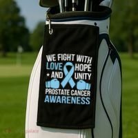 Prostate Cancer Awareness Love Hope Unity Light Blue Ribbon Golf Towel thumb 2