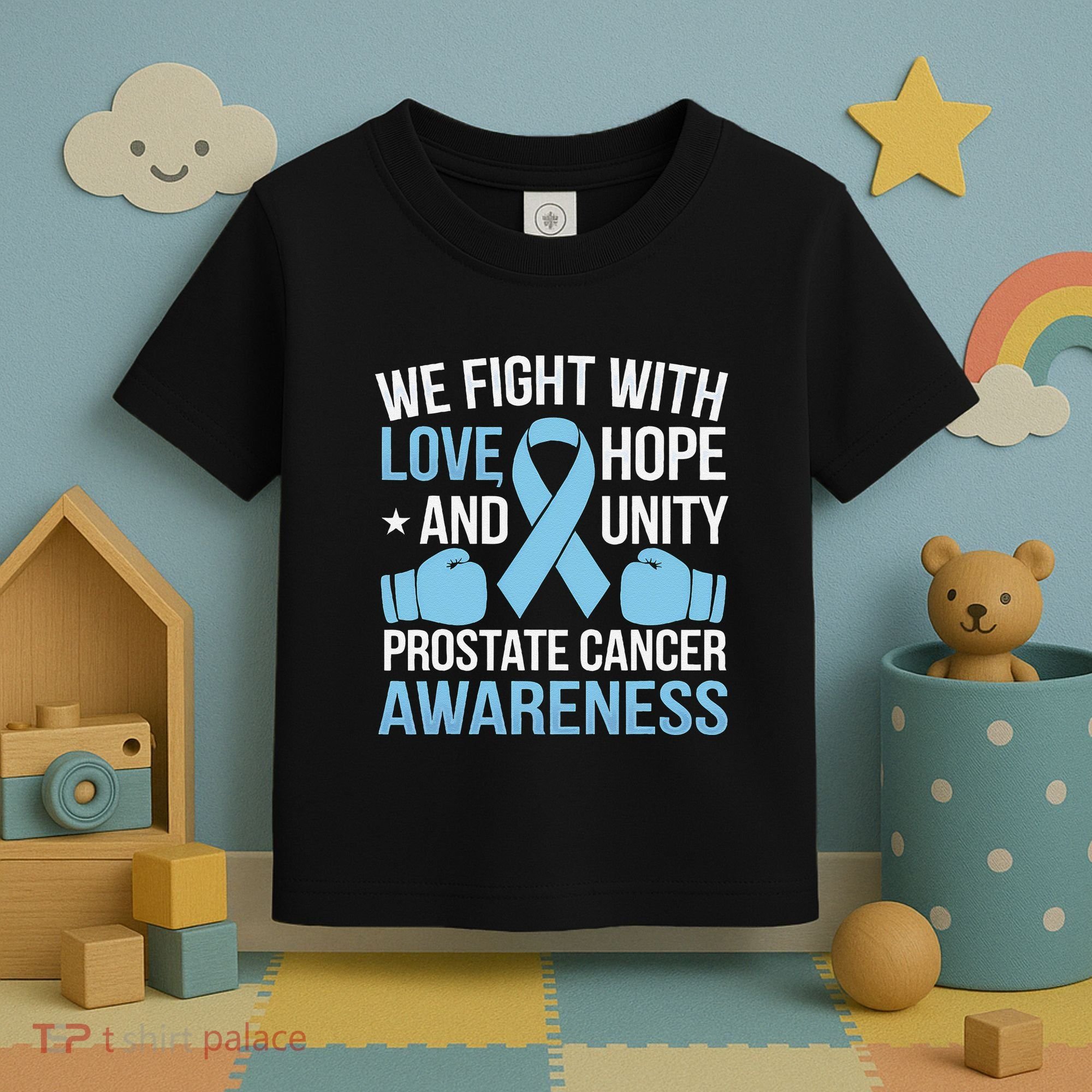 Prostate Cancer Awareness Love Hope Unity Light Blue Ribbon Toddler T-Shirt