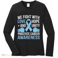 Prostate Cancer Awareness Love Hope Unity Light Blue Ribbon Women's Long Sleeve Shirt thumb 0