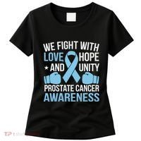 Prostate Cancer Awareness Love Hope Unity Light Blue Ribbon Women's T-Shirt thumb 0