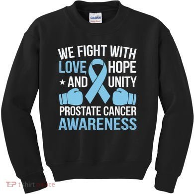 Prostate Cancer Awareness Love Hope Unity Light Blue Ribbon Kids Sweatshirt