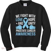 Prostate Cancer Awareness Love Hope Unity Light Blue Ribbon Kids Sweatshirt thumb 0