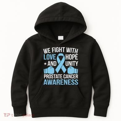 Prostate Cancer Awareness Love Hope Unity Light Blue Ribbon Kids Hoodie