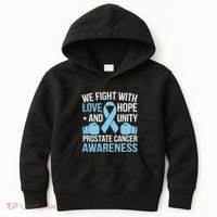 Prostate Cancer Awareness Love Hope Unity Light Blue Ribbon Kids Hoodie thumb 0