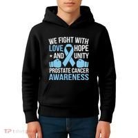 Prostate Cancer Awareness Love Hope Unity Light Blue Ribbon Kids Hoodie thumb 4