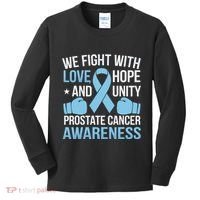 Prostate Cancer Awareness Love Hope Unity Light Blue Ribbon Kids Long Sleeve Shirt thumb 0