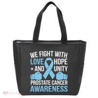 Prostate Cancer Awareness Love Hope Unity Light Blue Ribbon Tote Bag thumb 0