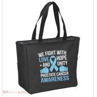 Prostate Cancer Awareness Love Hope Unity Light Blue Ribbon Tote Bag thumb 2