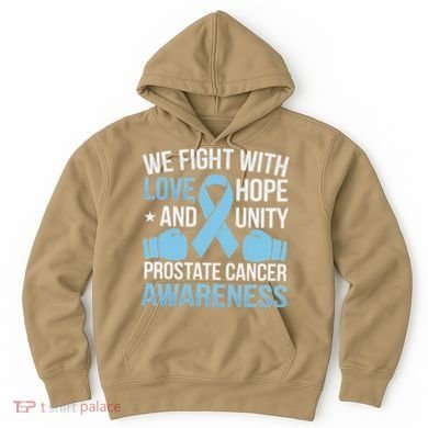 Prostate Cancer Awareness Love Hope Unity Light Blue Ribbon Hoodie