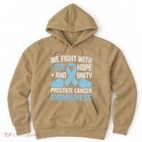 Prostate Cancer Awareness Love Hope Unity Light Blue Ribbon Hoodie thumb 0