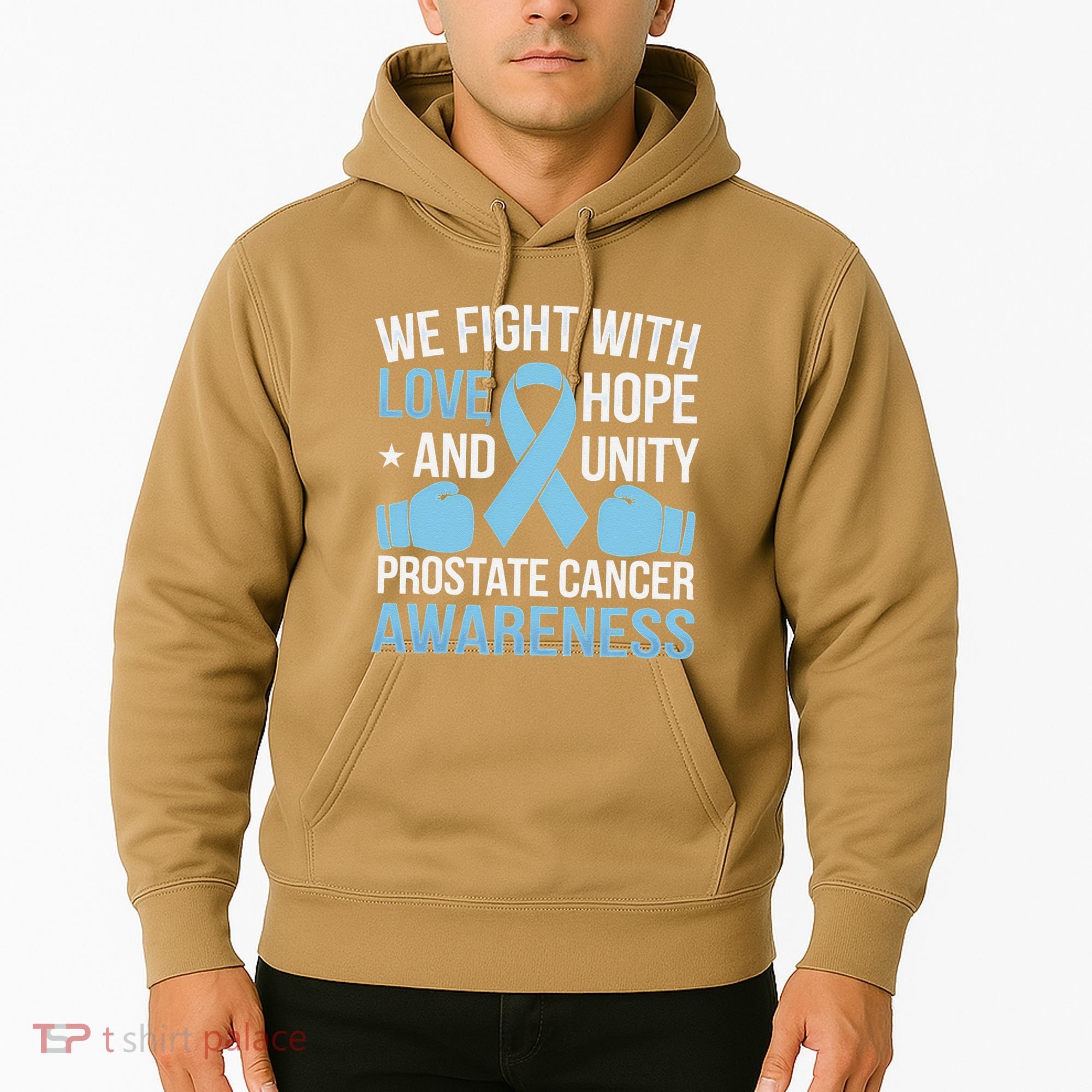 Prostate Cancer Awareness Love Hope Unity Light Blue Ribbon Hoodie