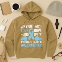 Prostate Cancer Awareness Love Hope Unity Light Blue Ribbon Hoodie thumb 3