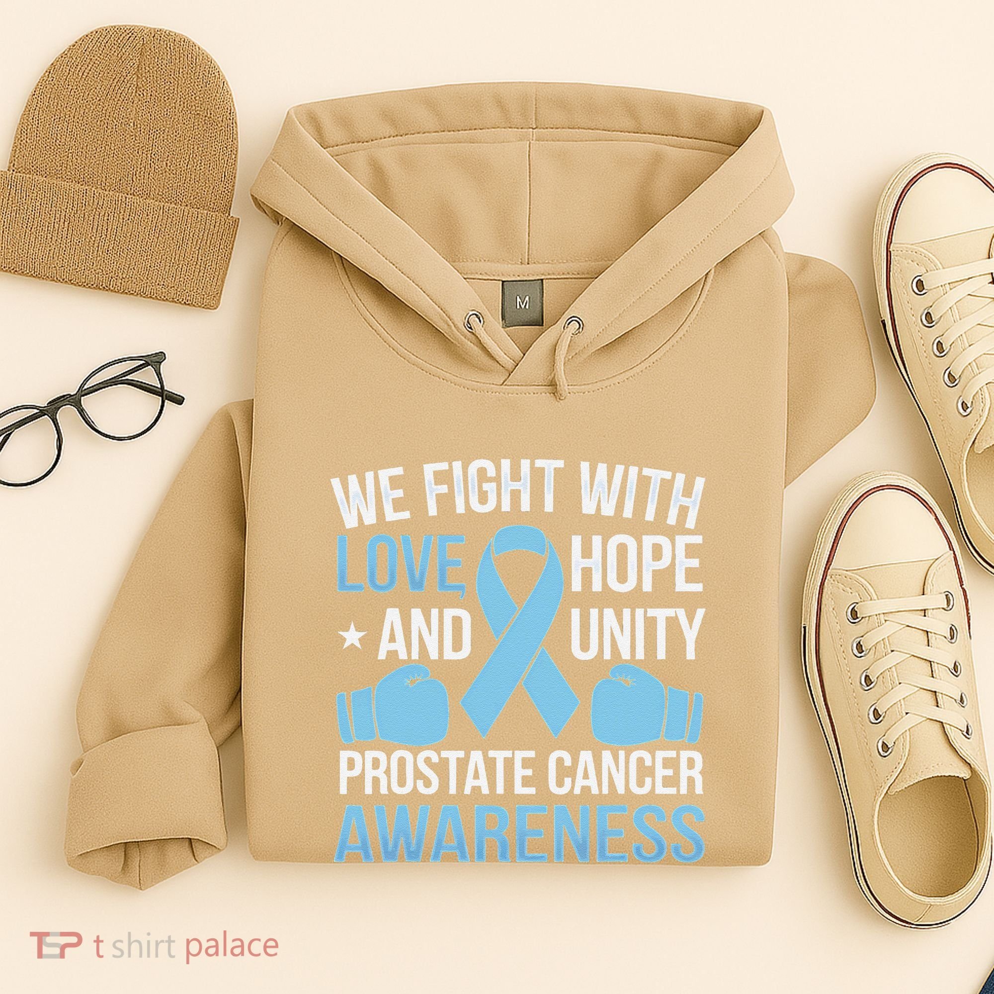 Prostate Cancer Awareness Love Hope Unity Light Blue Ribbon Hoodie
