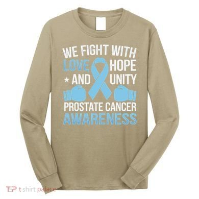 Prostate Cancer Awareness Love Hope Unity Light Blue Ribbon Long Sleeve Shirt