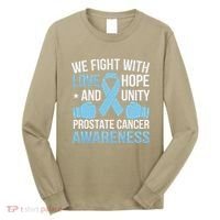 Prostate Cancer Awareness Love Hope Unity Light Blue Ribbon Long Sleeve Shirt thumb 0