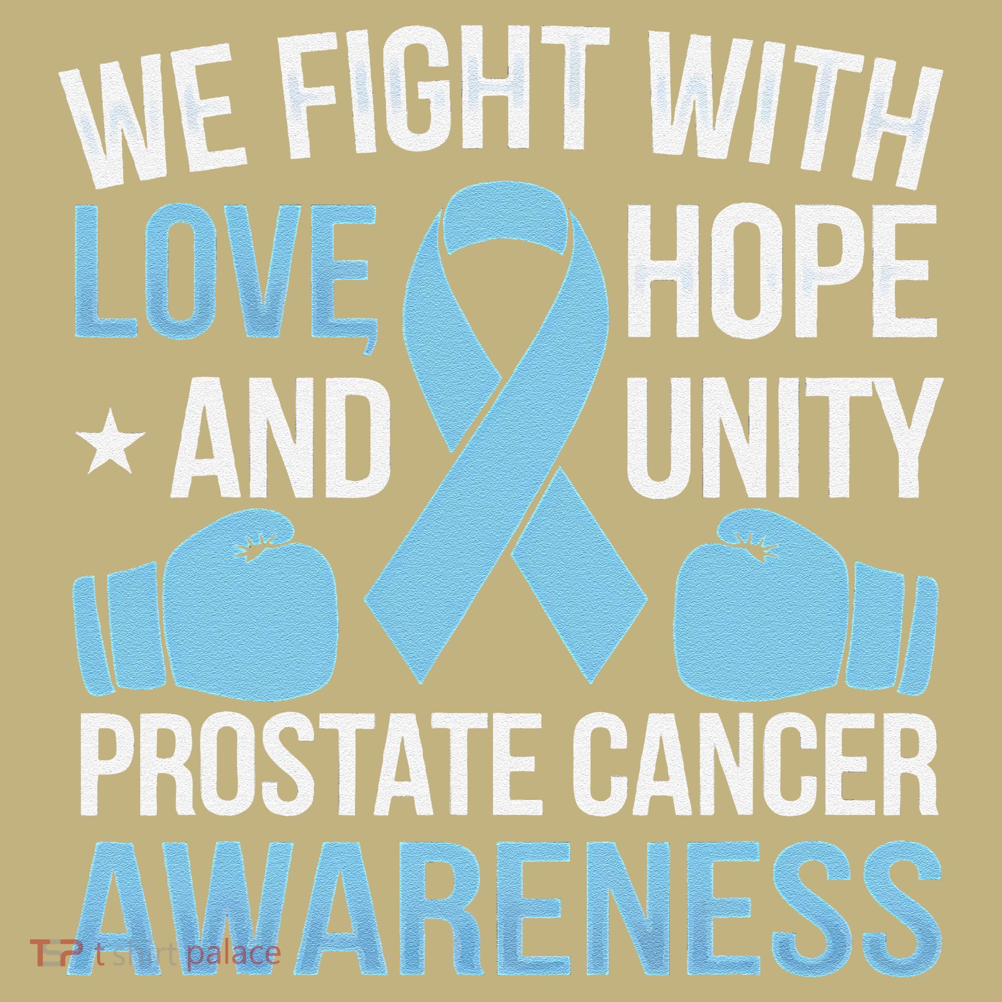 Prostate Cancer Awareness Love Hope Unity Light Blue Ribbon Long Sleeve Shirt